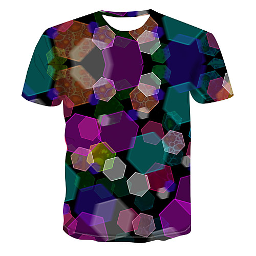 

Men's Club Weekend Street chic / Punk & Gothic T-shirt - Color Block / 3D / Abstract Print Rainbow
