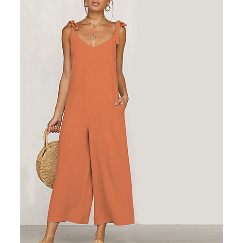 

Women's Street chic Yellow Orange Black Romper Onesie, Solid Colored S M L
