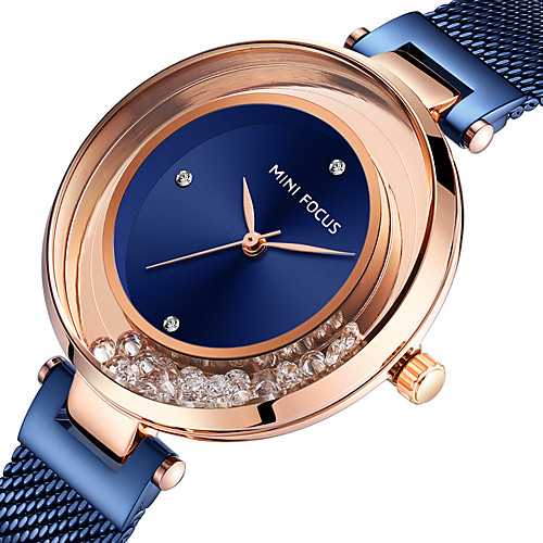 

MINI FOCUS Women's Steel Band Watches Crystal Fashion Blue Silver Gold Stainless Steel Japanese Quartz Rose Gold Purple Gold Water Resistant / Waterproof 30 m 1 pc Analog One Year Battery Life