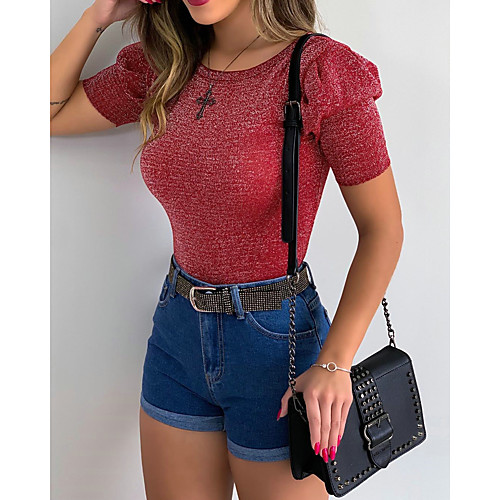 

Women's Daily T-shirt - Solid Colored Red