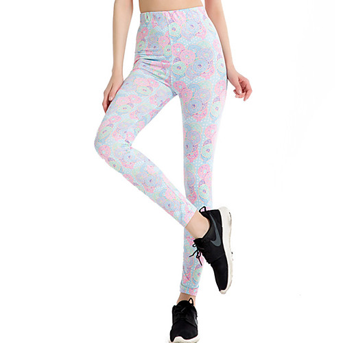 

Women's Sports / Yoga Sporty / Basic Legging - Print / Dot / Color Block, Print Mid Waist Blushing Pink One-Size
