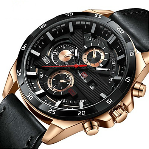 

Men's Dress Watch Quartz Formal Style Sporty Genuine Leather Black 30 m Water Resistant / Waterproof Calendar / date / day Analog Casual Outdoor - Golden / Brown Black / Silver BlackGloden