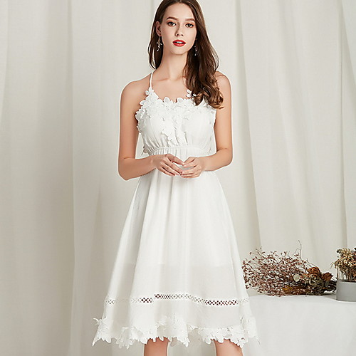 

Women's White Dress A Line Solid Color S M