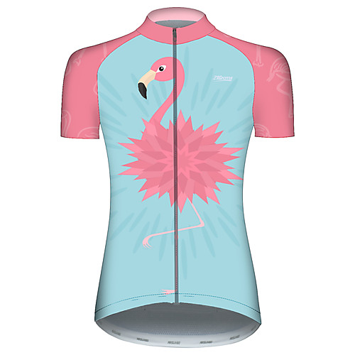 

21Grams Women's Short Sleeve Cycling Jersey BluePink Flamingo Bike Jersey Top Mountain Bike MTB Road Bike Cycling UV Resistant Breathable Quick Dry Sports Clothing Apparel / Stretchy