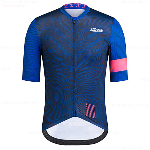 

21Grams Men's Short Sleeve Cycling Jersey Blue White Bike Jersey Top Mountain Bike MTB Road Bike Cycling UV Resistant Breathable Quick Dry Sports Clothing Apparel / Stretchy