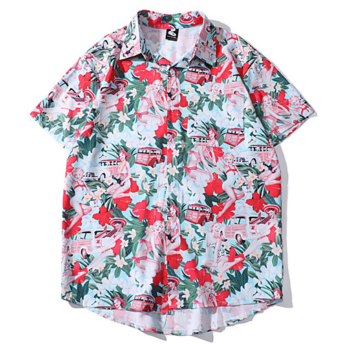 

Men's Daily Basic Shirt - Floral / Geometric Print Light Blue