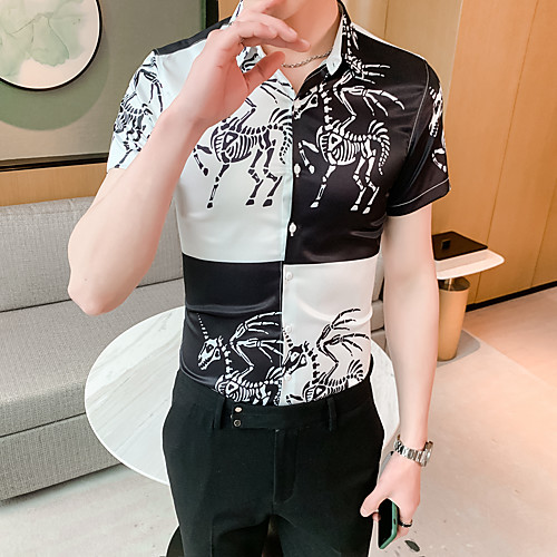 

Men's Going out Weekend Elegant / Rock Shirt - Geometric White