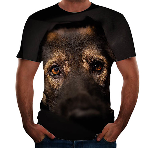 

Men's Going out Weekend Basic T-shirt - Color Block / 3D / Animal Brown