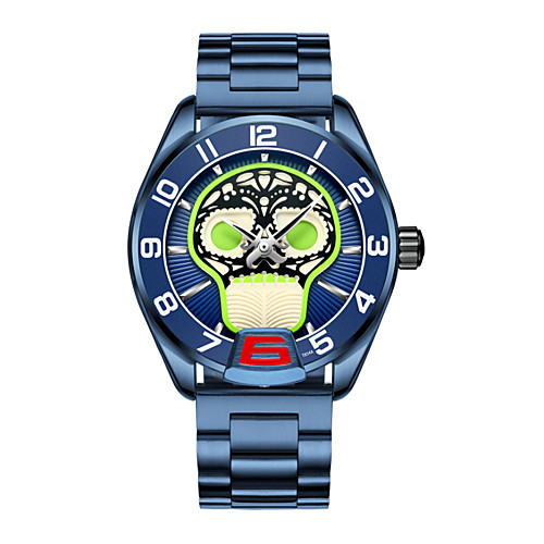 

Men's Ring Watch Digital Vintage Style Stylish Stainless Steel Genuine Leather Black / White / Blue 30 m Water Resistant / Waterproof Calendar / date / day New Design Analog - Digital Skull Cool -