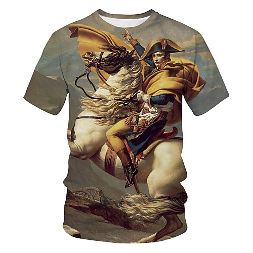 

Men's Going out Club Street chic / Exaggerated T-shirt - 3D / Animal / Tribal Horse / Fantastic Beasts, Print Yellow