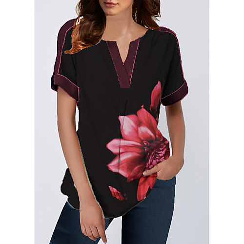 

Women's Daily T-shirt - Floral Black
