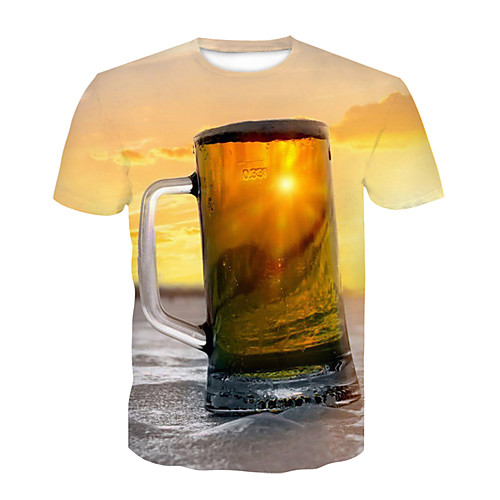 

Men's Party Club T-shirt - 3D / Beer Print Yellow