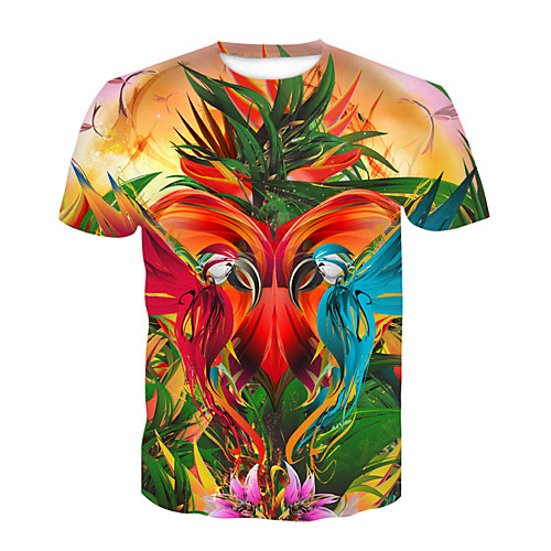 

Men's Daily Sports Basic T-shirt - Floral / Color Block / 3D Print Rainbow