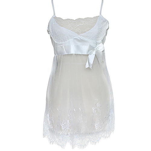 

Women's Lace / Backless / Cut Out Suits Nightwear Solid Colored White Black S M L