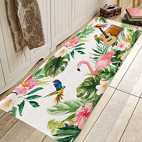 

1pc Modern Tropical Leaf Flamingo Pattern Bath Mats / Bath Rugs Coral Velve Geometric / Abstract 5mm Bathroom New Design