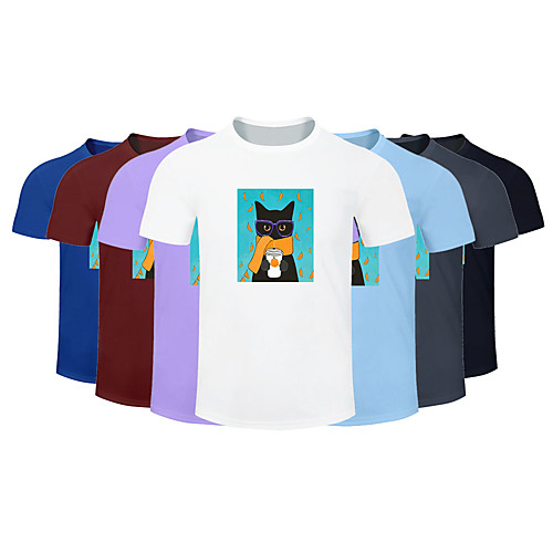 

Men's Women's Cotton Running T-Shirt Workout Shirt Round Neck Running Active Training Jogging Breathable Quick Dry Moisture Wicking Sportswear Cat Plus Size Tee / T-shirt Top Short Sleeve Activewear