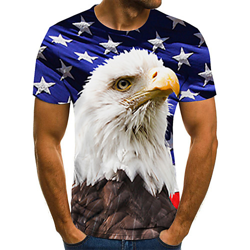 

Men's Holiday Going out Street chic / Exaggerated T-shirt - Geometric / Color Block / 3D Print Rainbow