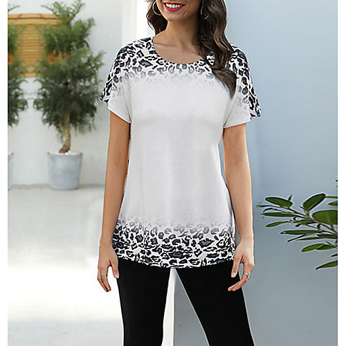 

Women's Daily Holiday Vacation Casual T-shirt - Leopard Khaki