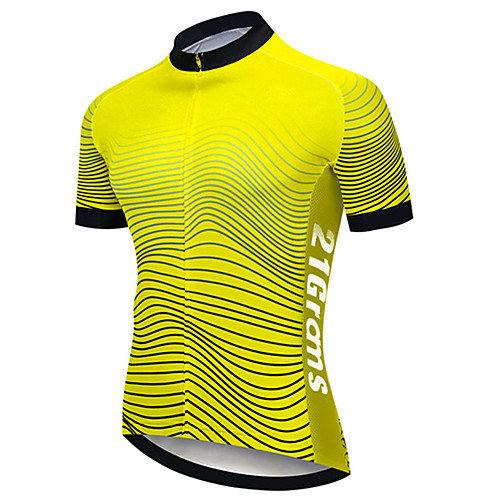 

21Grams Men's Short Sleeve Cycling Jersey 100% Polyester Black / Yellow Stripes Bike Jersey Top Mountain Bike MTB Road Bike Cycling UV Resistant Breathable Quick Dry Sports Clothing Apparel