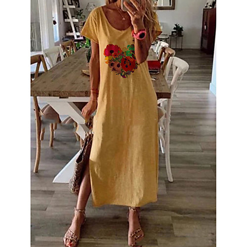 

Women's Yellow Blue Dress Shift Floral S M