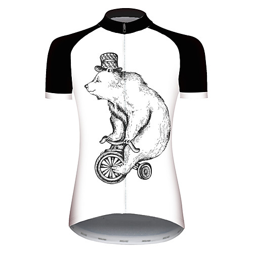 

21Grams Women's Short Sleeve Cycling Jersey Black / White Animal Bear Bike Jersey Top Mountain Bike MTB Road Bike Cycling UV Resistant Breathable Quick Dry Sports Clothing Apparel / Stretchy