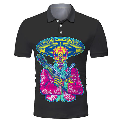 

Men's Club Weekend Rock / Exaggerated Polo - Color Block / 3D / Skull Print Black