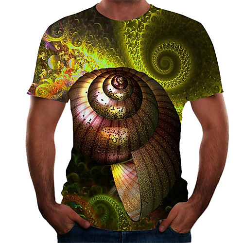 

Men's Daily Basic T-shirt - Color Block / 3D Print Rainbow