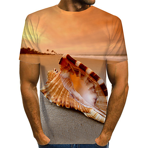 

Men's Daily Holiday Street chic / Exaggerated T-shirt - Color Block / 3D / Abstract Print Rainbow