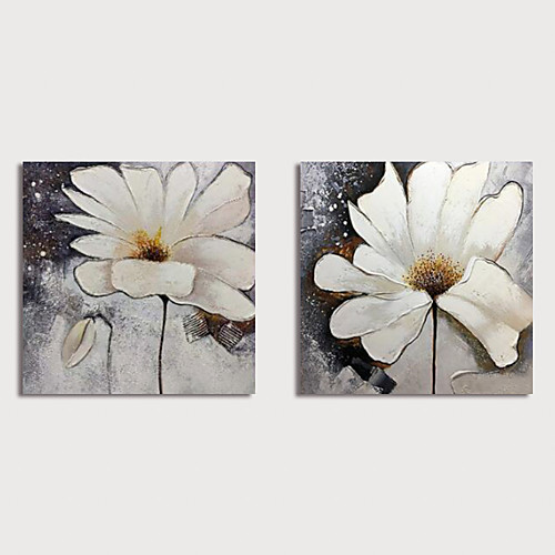 

Hand Painted Canvas Oilpainting Abstract Flowers Set of 2 Home Decoration with Frame Painting Ready to Hang