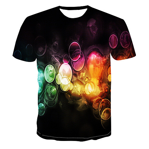 

Men's Club Weekend Street chic / Punk & Gothic T-shirt - Color Block / 3D / Abstract Print Rainbow