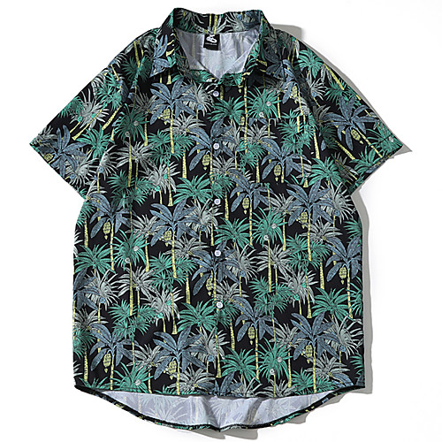 

Men's Daily Basic Shirt - Floral / Geometric Print Black