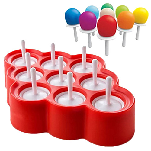 

Silicone Mini Ice Pops Mold Ice Cream Ball Lolly Maker Popsicle Mould With 9 Stickers