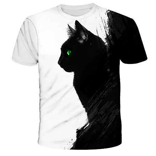 

Men's Daily Holiday Street chic / Exaggerated T-shirt - 3D / Tie Dye / Animal Wolf, Print White