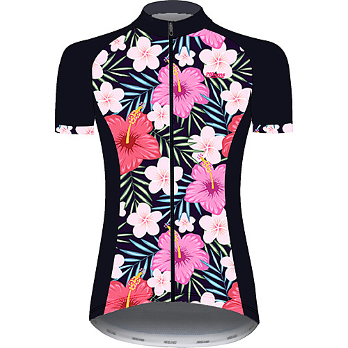 

21Grams Women's Short Sleeve Cycling Jersey PinkGreen Floral Botanical Bike Jersey Top Mountain Bike MTB Road Bike Cycling UV Resistant Breathable Quick Dry Sports Clothing Apparel / Stretchy