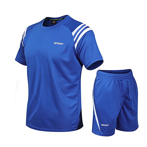 

Men's Daily Sports Basic Set - Striped / Color Block / Letter Red