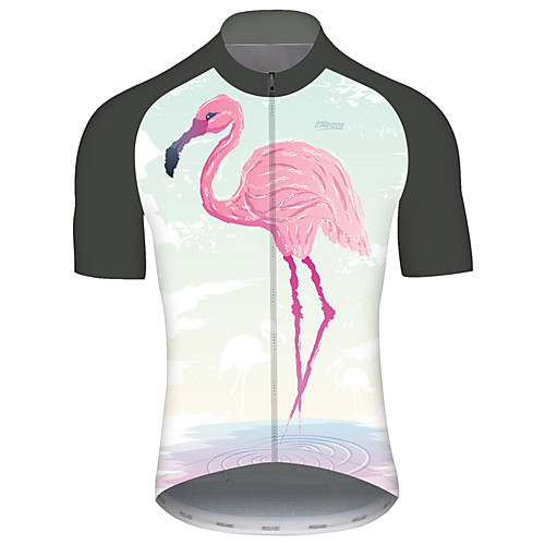 

21Grams Men's Short Sleeve Cycling Jersey Red / White Flamingo Floral Botanical Bike Jersey Top Mountain Bike MTB Road Bike Cycling UV Resistant Breathable Quick Dry Sports Clothing Apparel