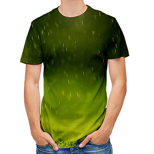 

Men's Plus Size 3D Print T-shirt Basic Daily Round Neck Green / Short Sleeve