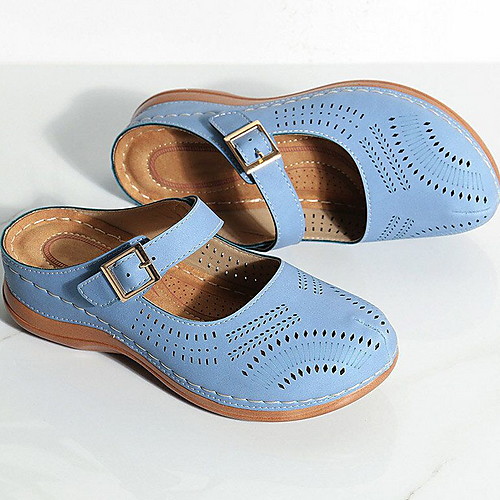 

Women's Sandals Wedge Heel Round Toe PU Summer Red / Blue / Royal Blue