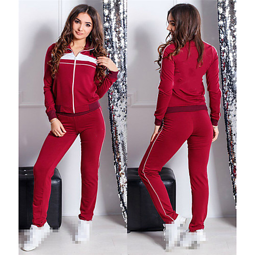 

Women's 2-Piece Full Zip Tracksuit Sweatsuit Jogging Suit 2pcs Running Active Training Jogging Breathable Quick Dry Moisture Wicking Sportswear Athletic Clothing Set Long Sleeve Activewear