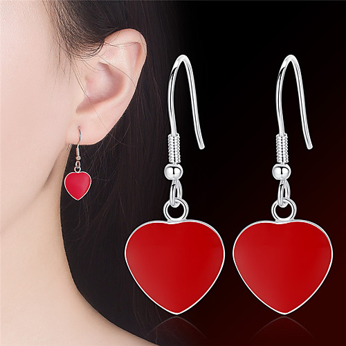 

Women's Hoop Earrings Earrings Classic Fashion Sweet Heart Punk Trendy Romantic Sweet Cute Imitation Pearl Earrings Jewelry Silver For Gift Date Street Birthday Festival 1 Pair