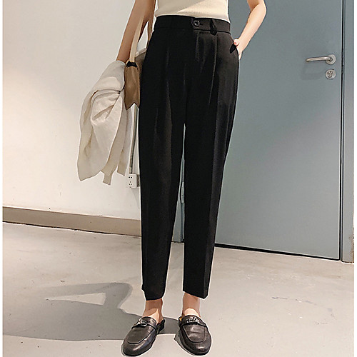

Women's Basic Harem Pants - Solid Colored Black Beige XS S M