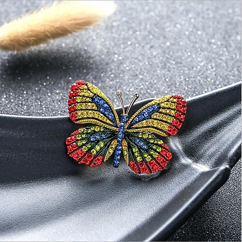 

Women's Cubic Zirconia Brooches Classic Butterfly Stylish Simple Classic Brooch Jewelry Yellow Light Green For Party Gift Daily Work Festival