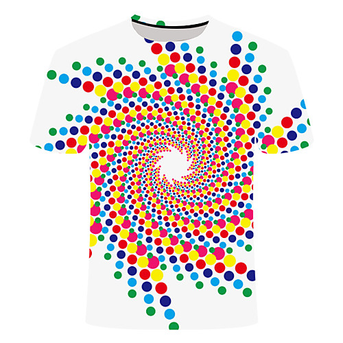 

Men's Daily Going out Basic T-shirt - 3D / Graphic / Visual Deception Print White
