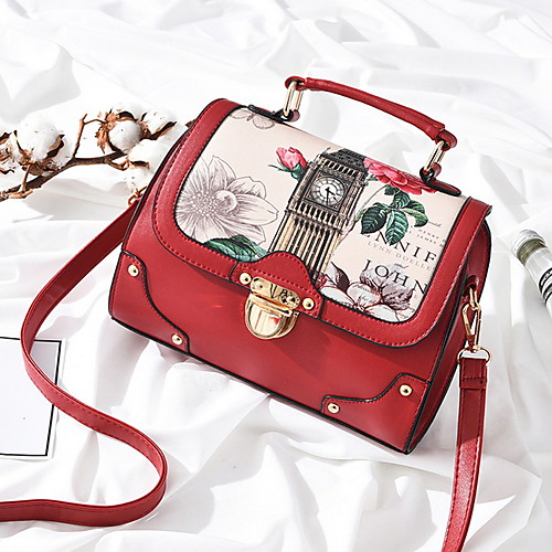 

Women's Zipper PU Top Handle Bag Color Block Wine / Blushing Pink / Light Gray