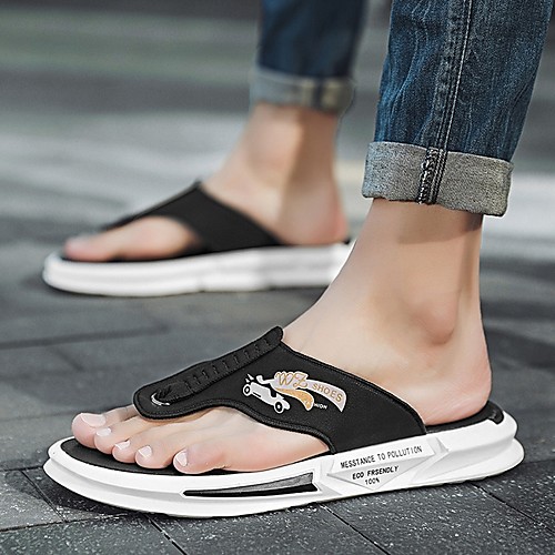 

Men's PU Summer Slippers & Flip-Flops Non-slipping Blue / White / Black