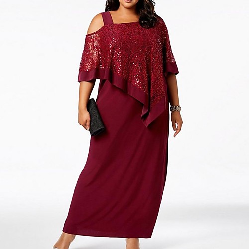 

Sheath / Column Bateau Neck Ankle Length Chiffon / Lace Half Sleeve Elegant / Plus Size Mother of the Bride Dress with Split Front Mother's Day 2020