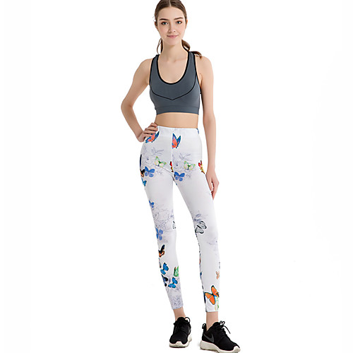 

Women's Sports / Yoga Sporty / Basic Legging - Floral / Print, Print Mid Waist Light Blue One-Size