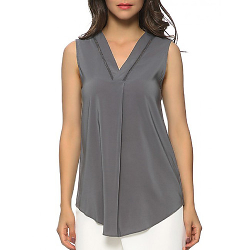 

Women's Daily Casual T-shirt - Solid Colored V Neck Gray