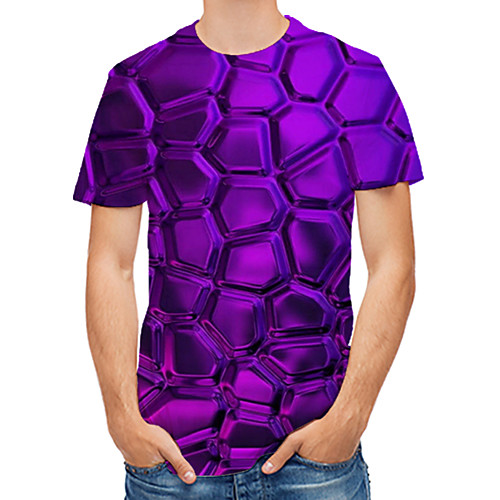 

Men's Daily T-shirt - 3D Print Round Neck Purple / Short Sleeve