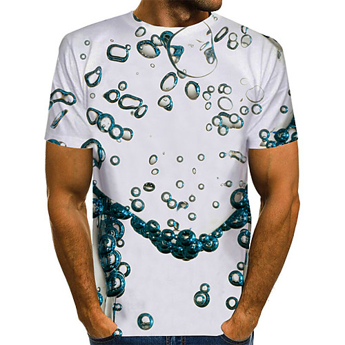 

Men's Daily Going out Street chic / Exaggerated T-shirt - Geometric / 3D / Graphic Pleated / Print Rainbow